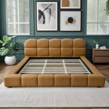 Roswell Brown Luxurious Vegan Leather King Platform Bed from Midinmod - Luna Furniture