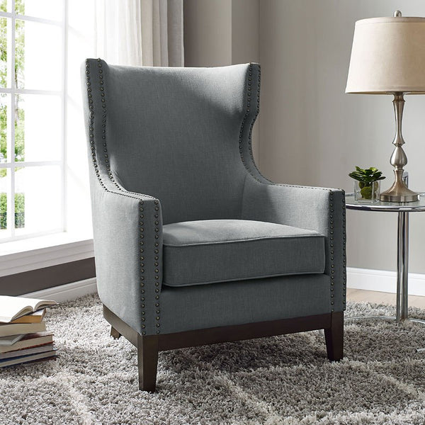 Roswell Gray Wing Back Chair