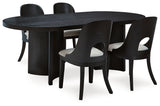 Rowanbeck Dining Table and 4 Chairs in Black from Ashley - Luna Furniture