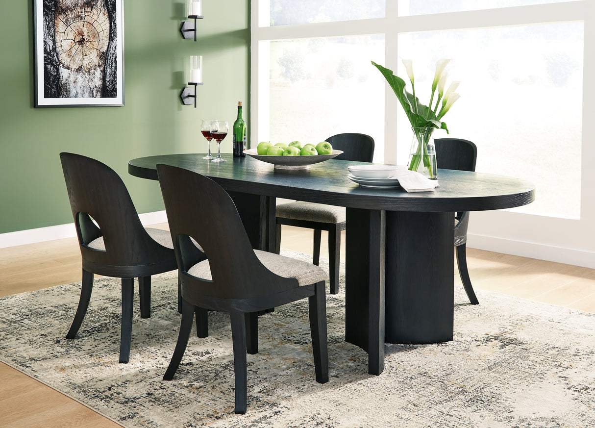 Rowanbeck Dining Table and 4 Chairs in Black from Ashley - Luna Furniture