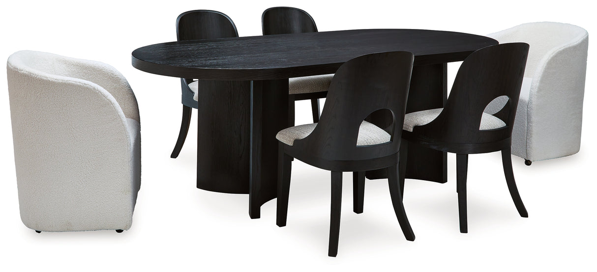 Rowanbeck Dining Table and 6 Chairs in Black from Ashley - Luna Furniture