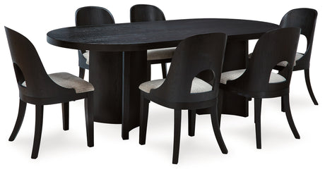 Rowanbeck Dining Table and 6 Chairs in Black from Ashley - Luna Furniture