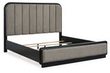 Rowanbeck Gray/Black Upholstered Panel Bedroom Set from Ashley - Luna Furniture