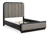 Rowanbeck Gray/Black Queen Upholstered Panel Bed from Ashley - Luna Furniture