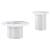 Rowena White 2-Piece Faux Marble Coffee and End Table Set from Coaster - Luna Furniture