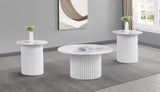 Rowena White 3-Piece Faux Marble Coffee and End Table Set from Coaster - Luna Furniture