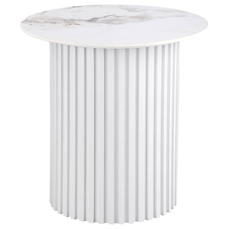 Rowena White 3-Piece Faux Marble Coffee and End Table Set from Coaster - Luna Furniture