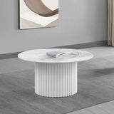 Rowena White Round Faux Marble Top Coffee Table from Coaster - Luna Furniture