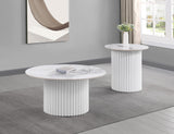 Rowena White Round Faux Marble Top Coffee Table from Coaster - Luna Furniture
