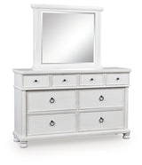 Rowlenstown Antique White Dresser and Mirror from Ashley - Luna Furniture