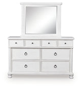 Rowlenstown Antique White Dresser and Mirror from Ashley - Luna Furniture