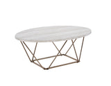 Rowyn Copper Metal Base Faux Marble Top Cocktail Table