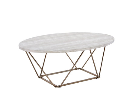 Rowyn Copper Metal Base Faux Marble Top Cocktail Table from Steve Silver - Luna Furniture