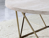 Rowyn Copper Metal Base Faux Marble Top End Table