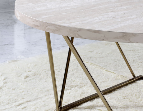 Rowyn Copper Metal Base Faux Marble Top End Table from Steve Silver - Luna Furniture
