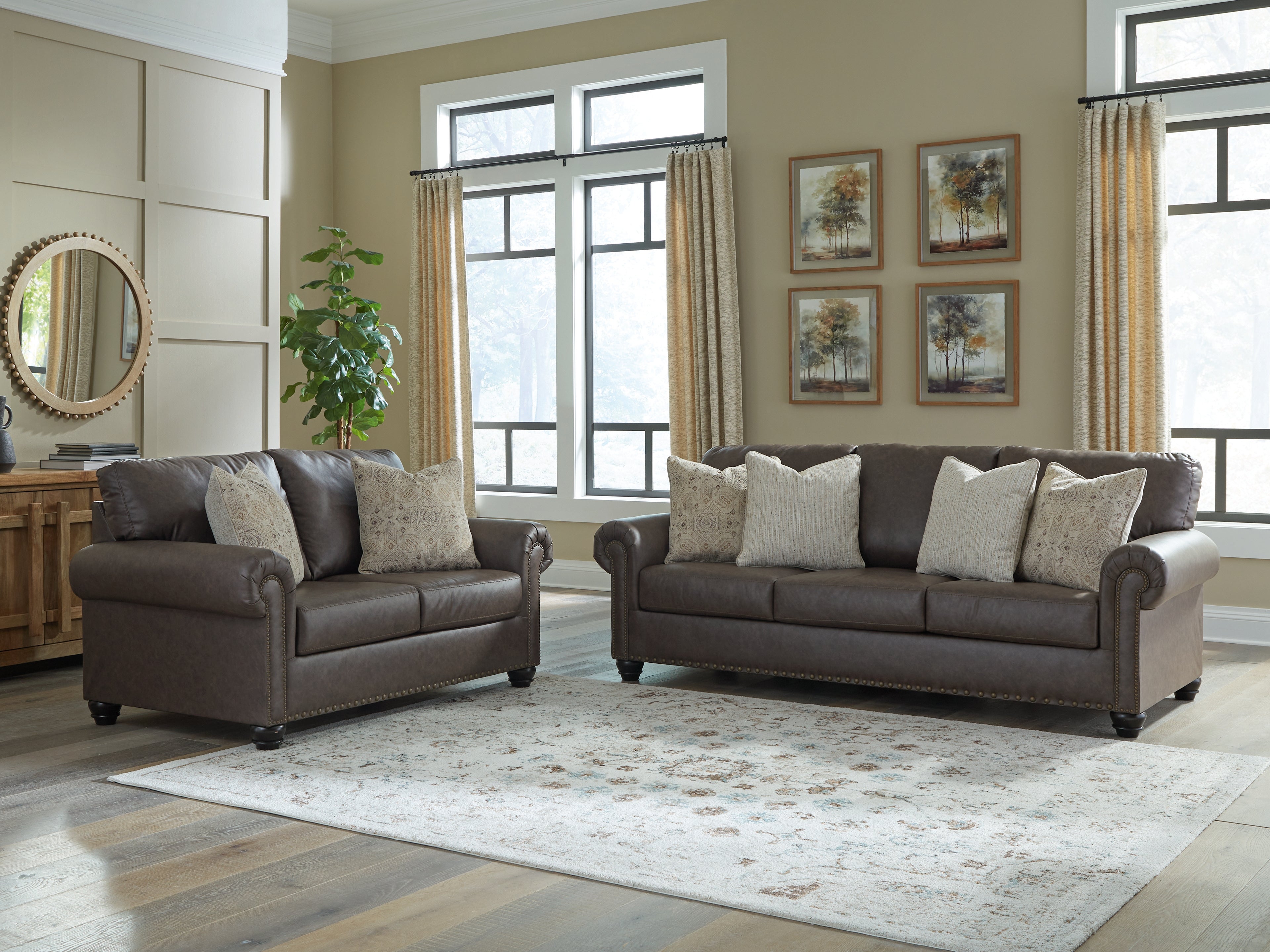 Ashley Roxmere Umber Sofa and Loveseat – Luna Furniture