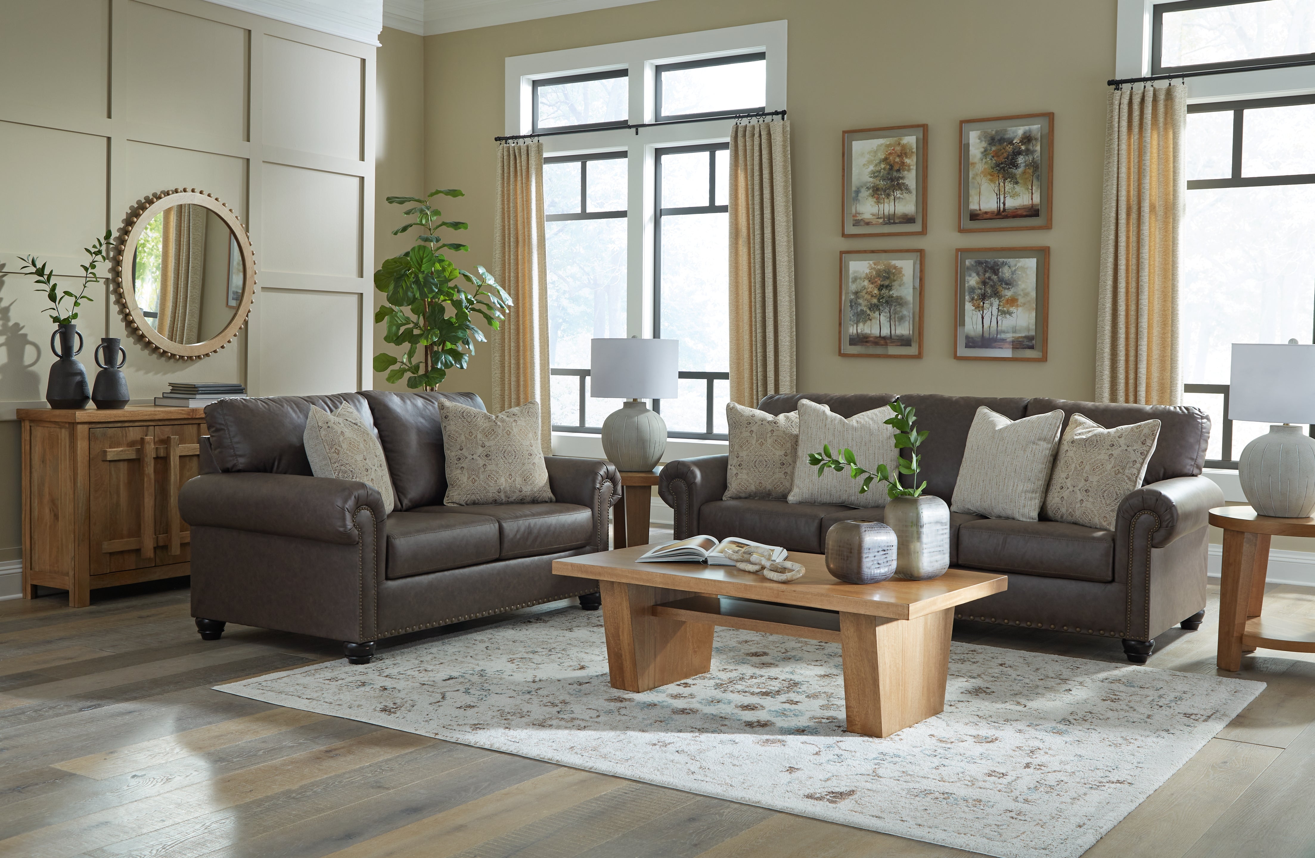 Ashley Roxmere Umber Sofa and Loveseat – Luna Furniture