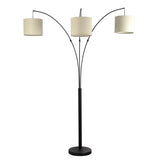 Royal 3-Arm Metal Arc Floor Lamp, Oil Rubbed Bonze with Linen Shade, 4 way Rotary Switch from Midinmod - Luna Furniture