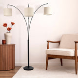 Royal 3-Arm Metal Arc Floor Lamp, Oil Rubbed Bonze with Linen Shade, 4 way Rotary Switch from Midinmod - Luna Furniture