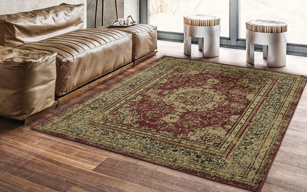 Royal Brown and Scarlet Red 8X10 Rug