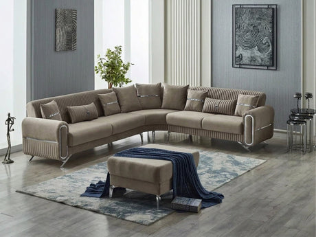 Royal Brown Convertible Sectional Sofa from Furnia - Luna Furniture