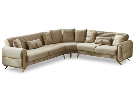 Royal Convertible Sectional Sofa in Beige from Furnia - Luna Furniture