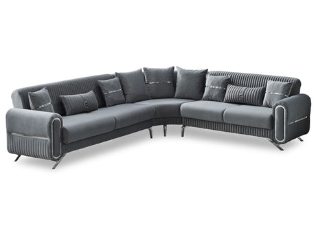 Royal Convertible Sectional Sofa in Grey from Furnia - Luna Furniture