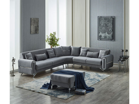 Royal Convertible Sectional Sofa in Grey from Furnia - Luna Furniture