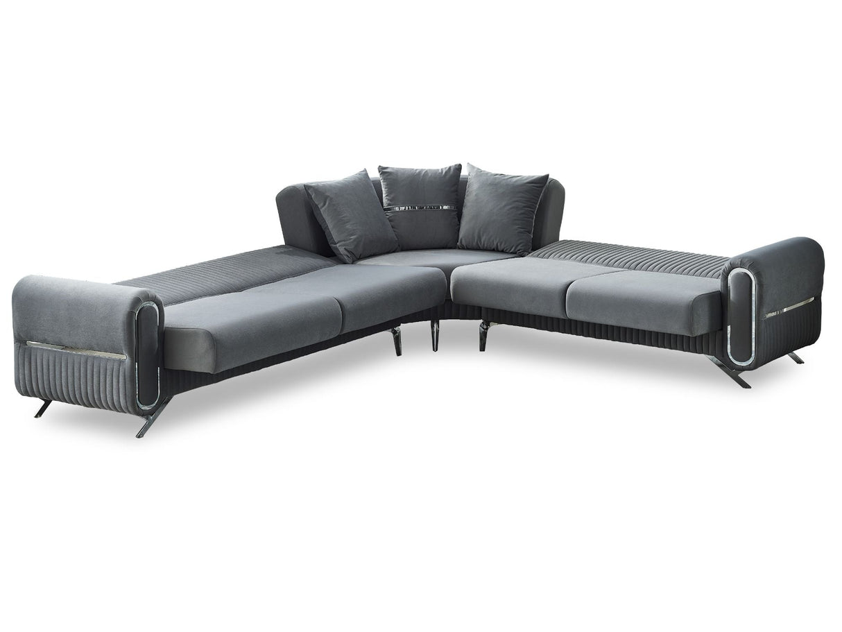 Royal Convertible Sectional Sofa in Grey from Furnia - Luna Furniture