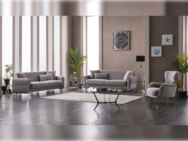Royal 3-pieces (Sofa & Loveseat & Chair) Livingroom Set in Light Grey