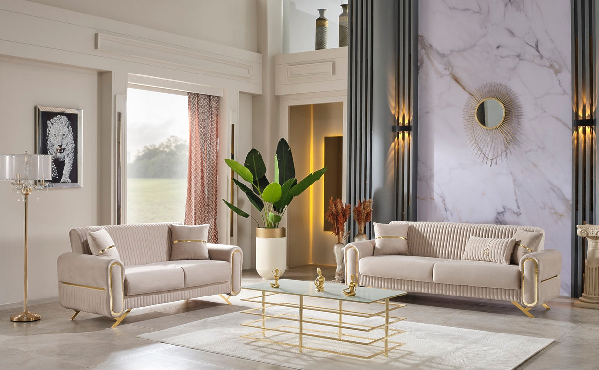 Royal 3-pieces (Sofa & Loveseat & Chair) Livingroom Set in Beige from Furnia - Luna Furniture
