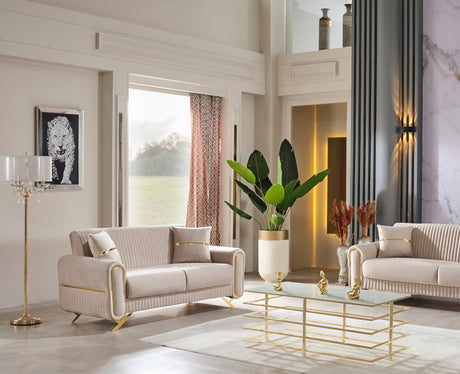 Royal 3-pieces (Sofa & Loveseat & Chair) Livingroom Set in Beige from Furnia - Luna Furniture