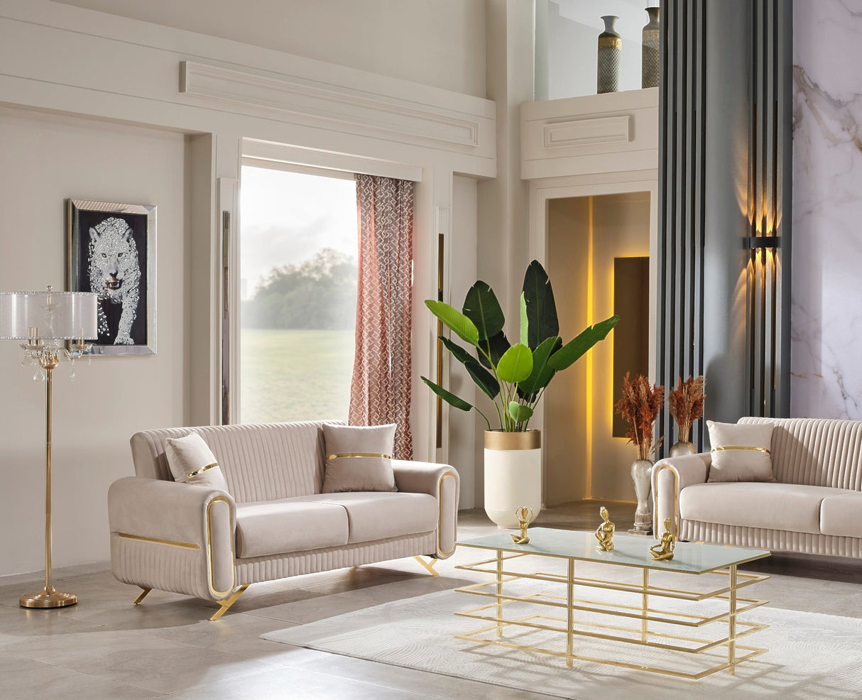 Royal Convertible Loveseat in Beige from Furnia - Luna Furniture