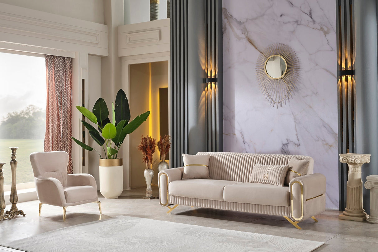 Royal 3-pieces (Sofa & Loveseat & Chair) Livingroom Set in Beige from Furnia - Luna Furniture