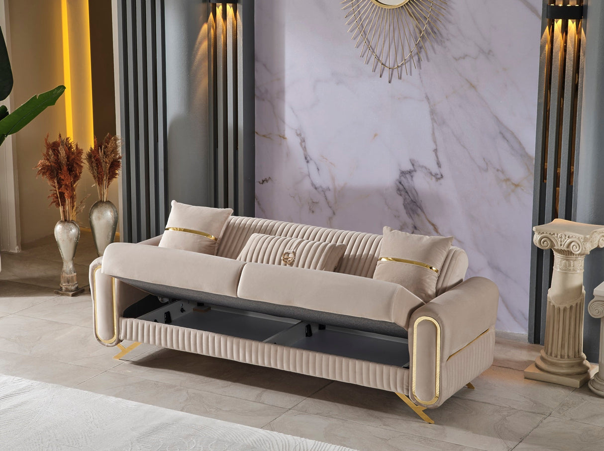 Royal Convertible Sofa in Beige from Furnia - Luna Furniture