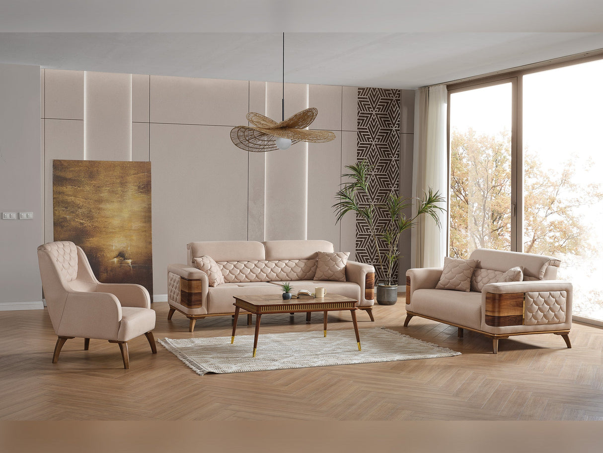Ruby Beige 3-Piece Living Room Set