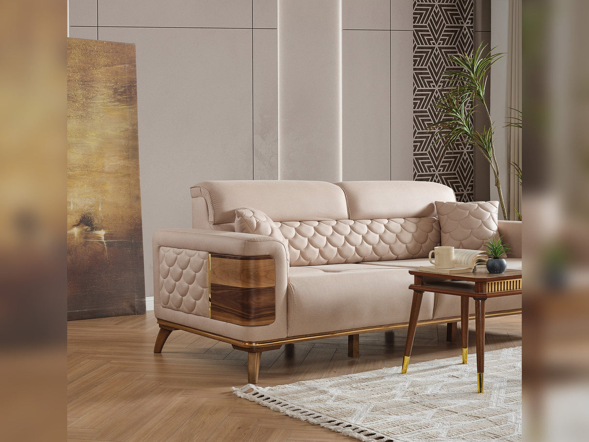 Ruby Beige 3-Piece Living Room Set