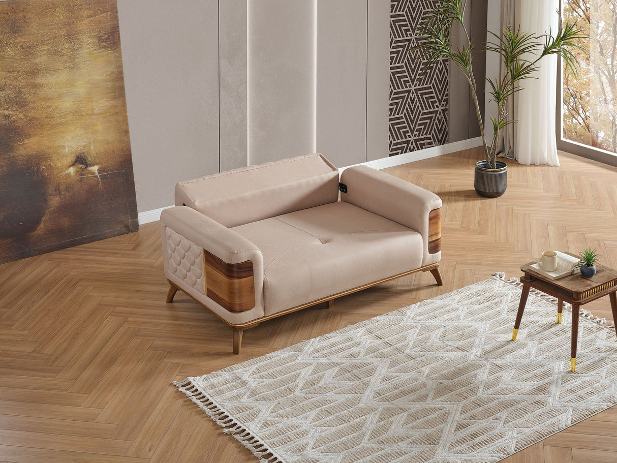 Ruby Convertible Loveseat in Beige from Furnia - Luna Furniture
