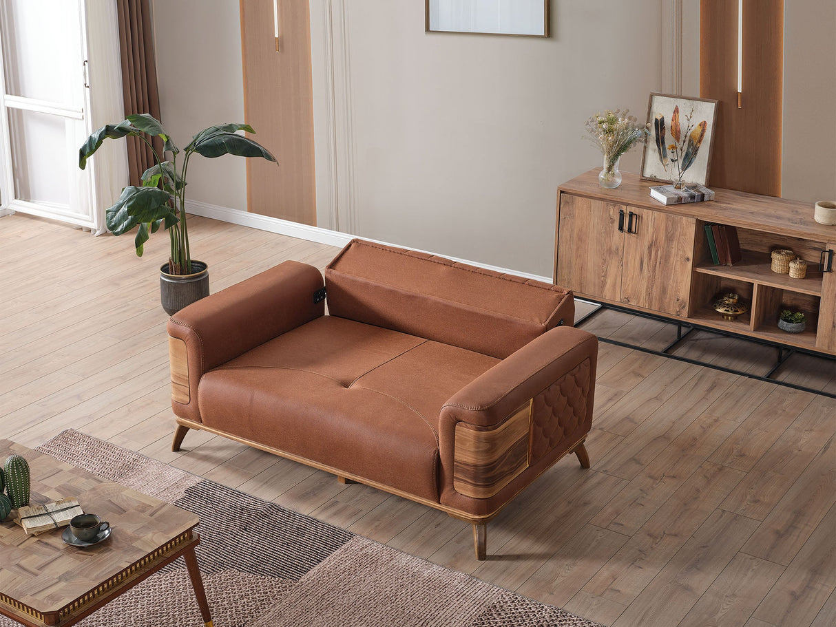 Ruby 3-pieces (Sofa & Loveseat & Chair) Livingroom Set in Brick from Furnia - Luna Furniture