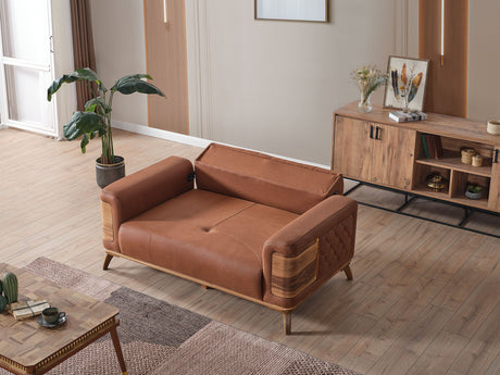 Ruby 3-pieces (Sofa & Loveseat & Chair) Livingroom Set in Brick from Furnia - Luna Furniture