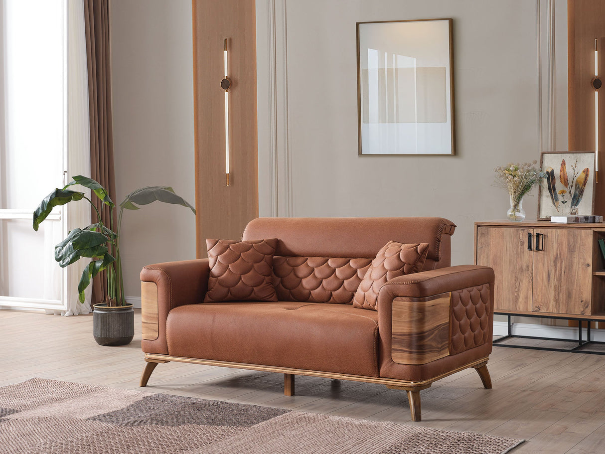 Ruby 3-pieces (Sofa & Loveseat & Chair) Livingroom Set in Brick from Furnia - Luna Furniture