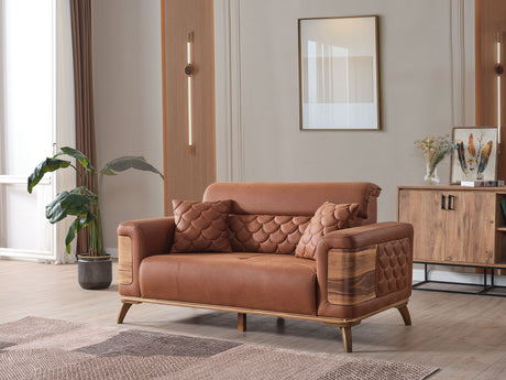 Ruby 3-pieces (Sofa & Loveseat & Chair) Livingroom Set in Brick from Furnia - Luna Furniture