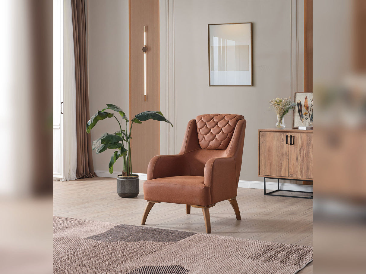Ruby 3-pieces (Sofa & Loveseat & Chair) Livingroom Set in Brick from Furnia - Luna Furniture