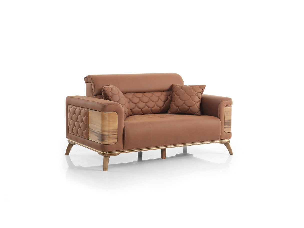 Ruby 3-pieces (Sofa & Loveseat & Chair) Livingroom Set in Brick from Furnia - Luna Furniture