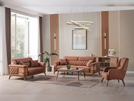 Ruby 3-pieces (Sofa & Loveseat & Chair) Livingroom Set in Brick from Furnia - Luna Furniture