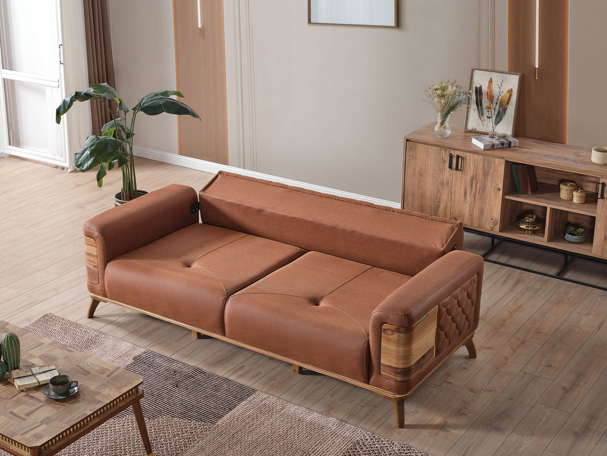 Ruby 3-pieces (Sofa & Loveseat & Chair) Livingroom Set in Brick from Furnia - Luna Furniture