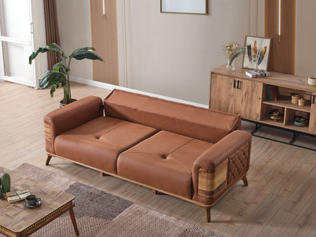 Ruby Convertible Sofa in Brick from Furnia - Luna Furniture