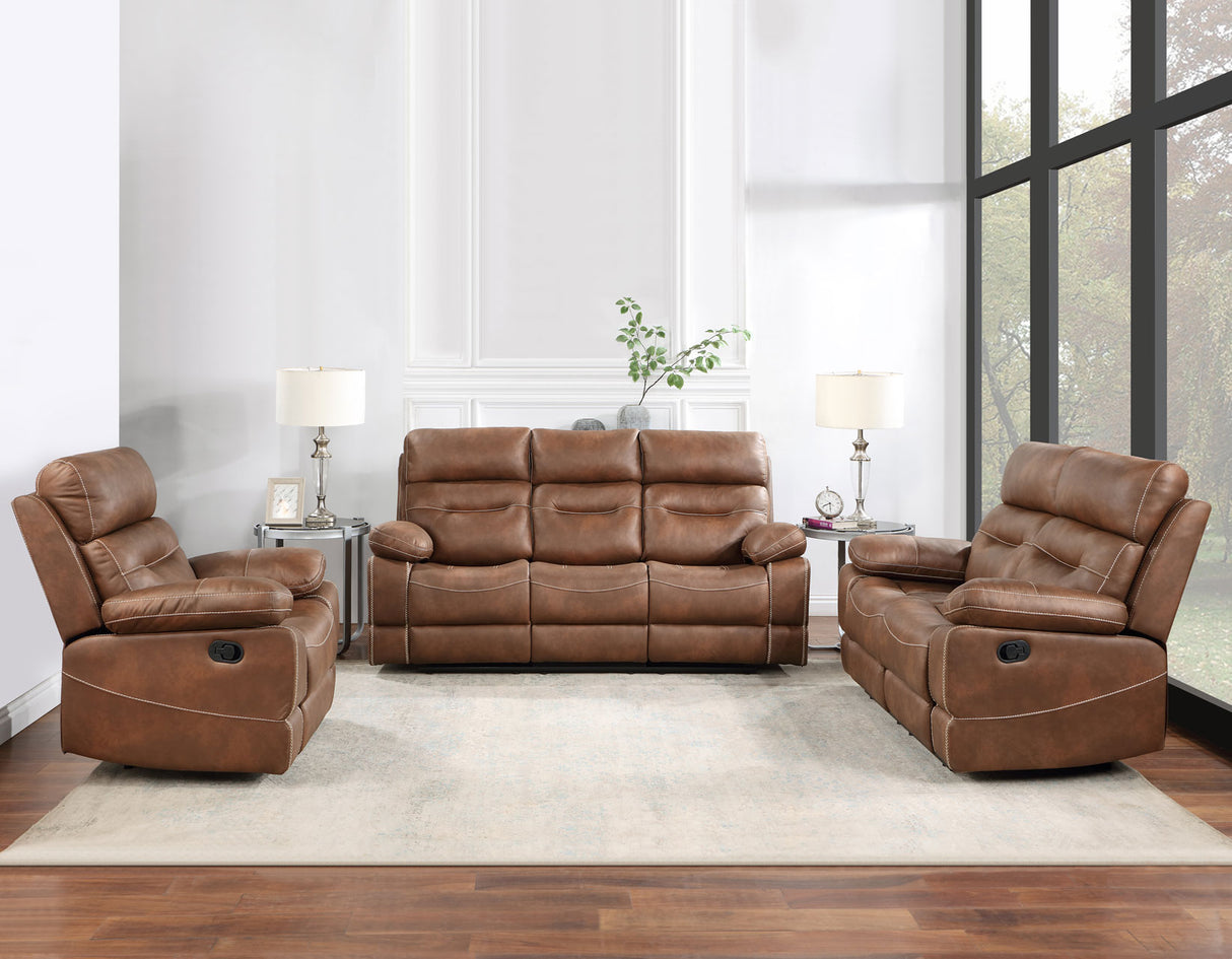 Rudger Chestnut 3-Piece Manual Reclining Living Room Set from Steve Silver - Luna Furniture