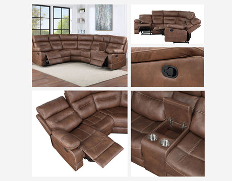 Rudger Chestnut 3-Piece Reclining Sectional from Steve Silver - Luna Furniture