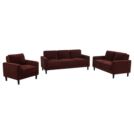 Ruth Rust Red 3-Piece Fabric Upholstered Track Arm Living Room Set from Coaster - Luna Furniture